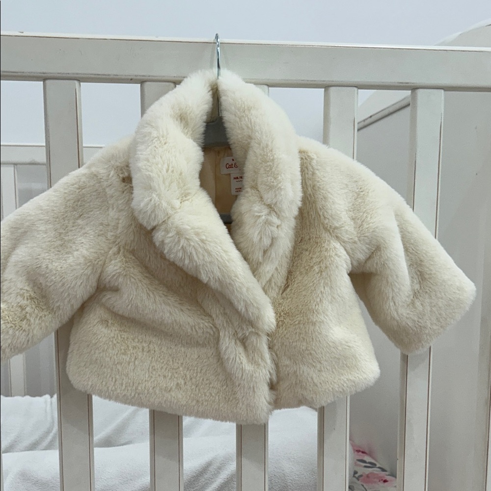 Cat & Jack Cream Faux Fur Jacket